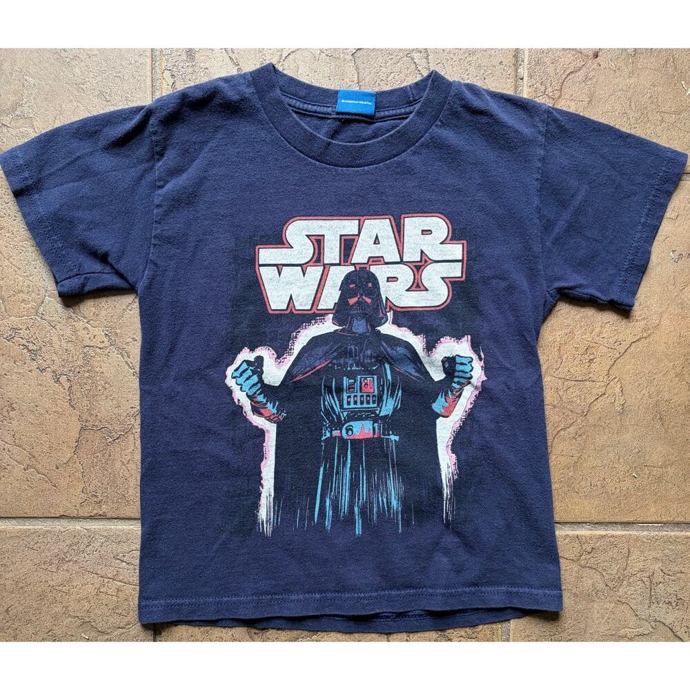Star Wars Darth Vader Kids Size 6 Shirt Navy Blue Graphic Tee Lucasfilm